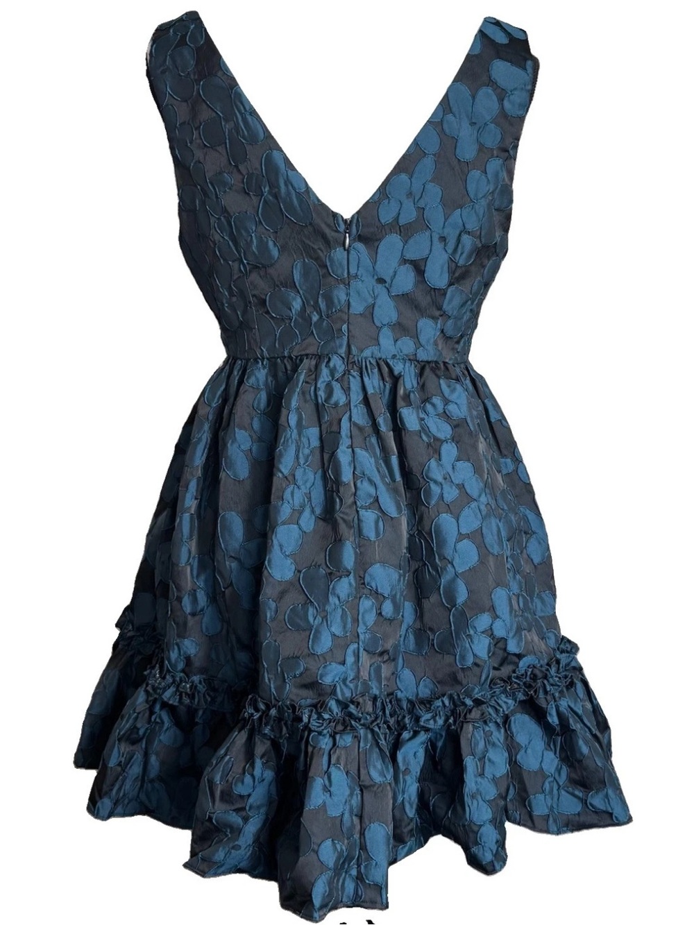 MUSTARD SEED FIT FLARE BABY DOLL MINI DRESS SMALL BLACK BLUE FLORAL POCKETS NEW - Picture 5 of 10
